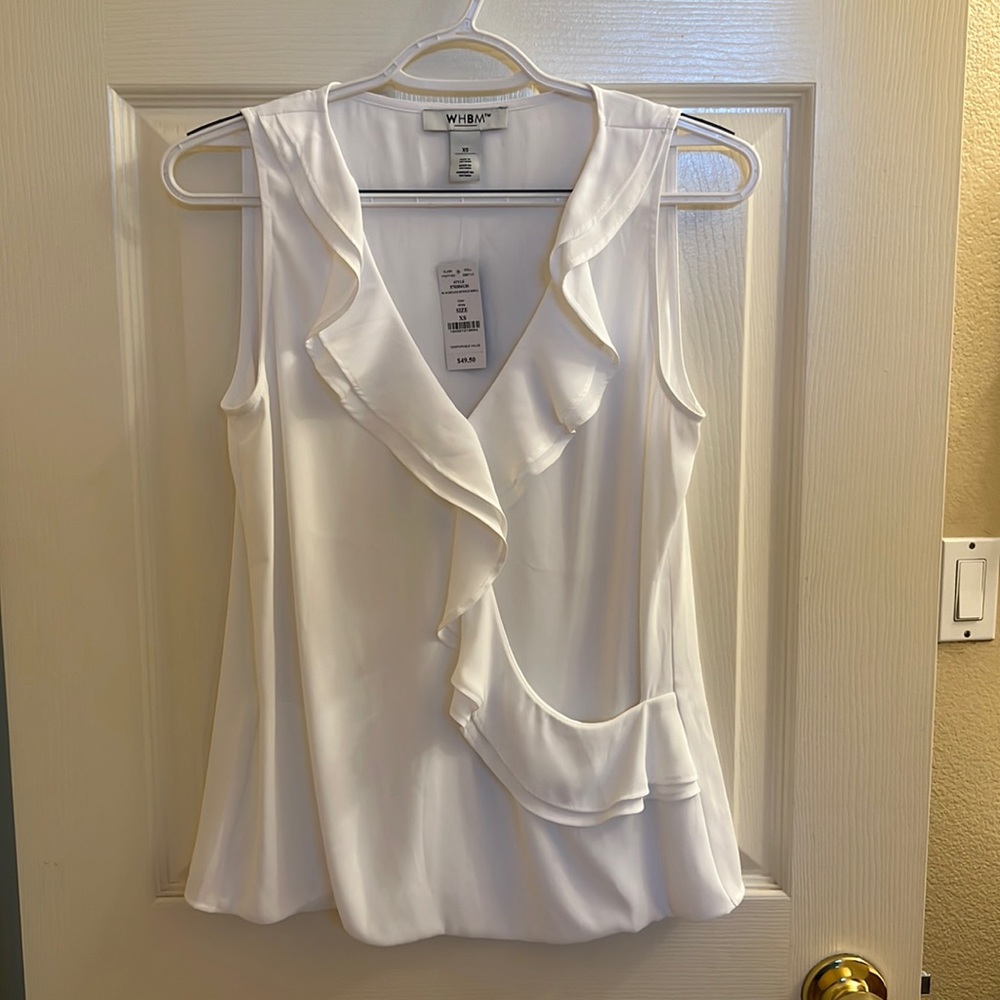 White House Black market white ruffle blouse